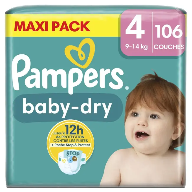 Pampers Pampers - Baby Dry - Maat 4 - Mega Pack - 106 luiers - 9/14 KG