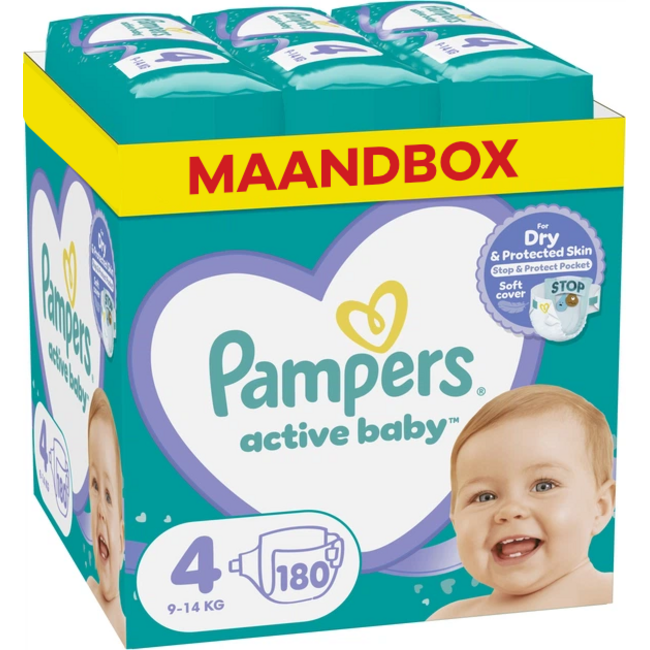 Pampers - Baby Dry - Maat 4 - Maandbox - 180 stuks - 9/14 KG