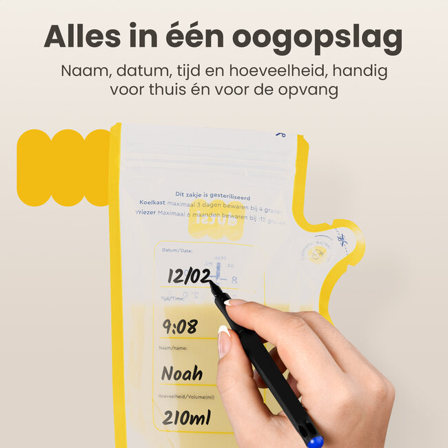 Dutsi - Moedermelk Bewaarzakjes - 240 ml - 160 stuks – Lekvrije borstvoeding zakjes met dubbele sluiting – BPA-vrij en steriel – Groot schrijfvlak en handige schenktuit - Recyclebaar