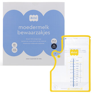 Dutsi Dutsi - Moedermelk Bewaarzakjes - 240 ml - 160 stuks – Lekvrije borstvoeding zakjes met dubbele sluiting – BPA-vrij en steriel – Groot schrijfvlak en handige schenktuit - Recyclebaar