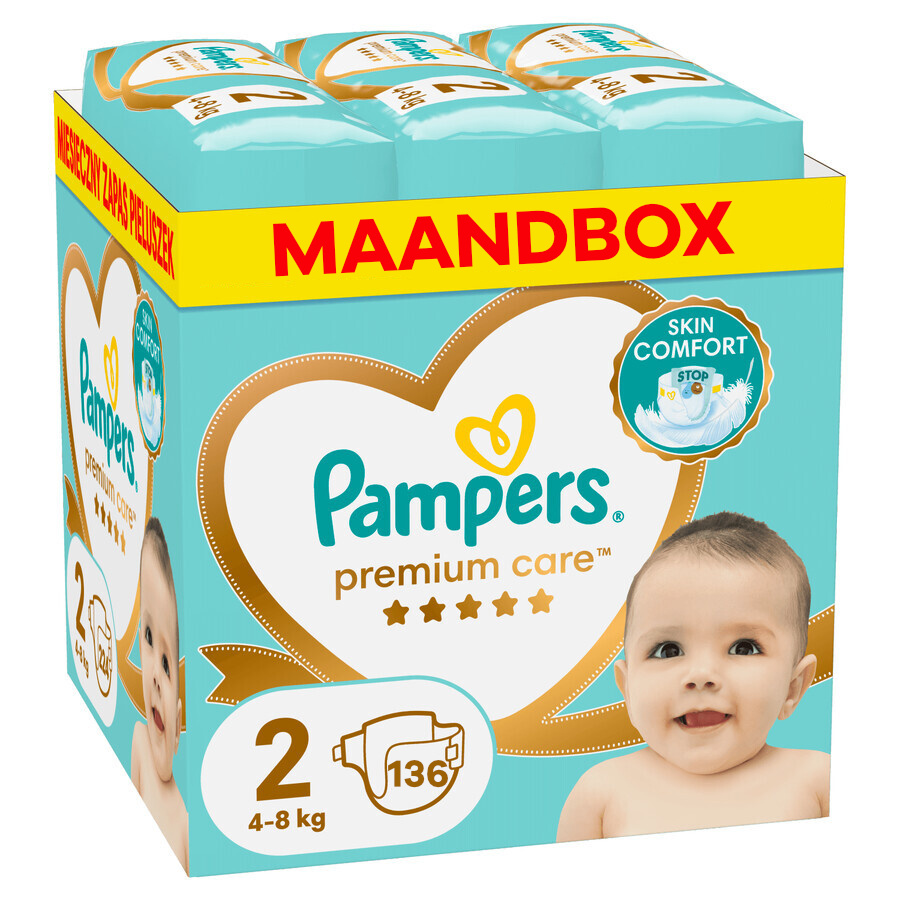 Pampers  Premium Care - Maat 2 - Maandbox - 136 luiers - 4/8 KG