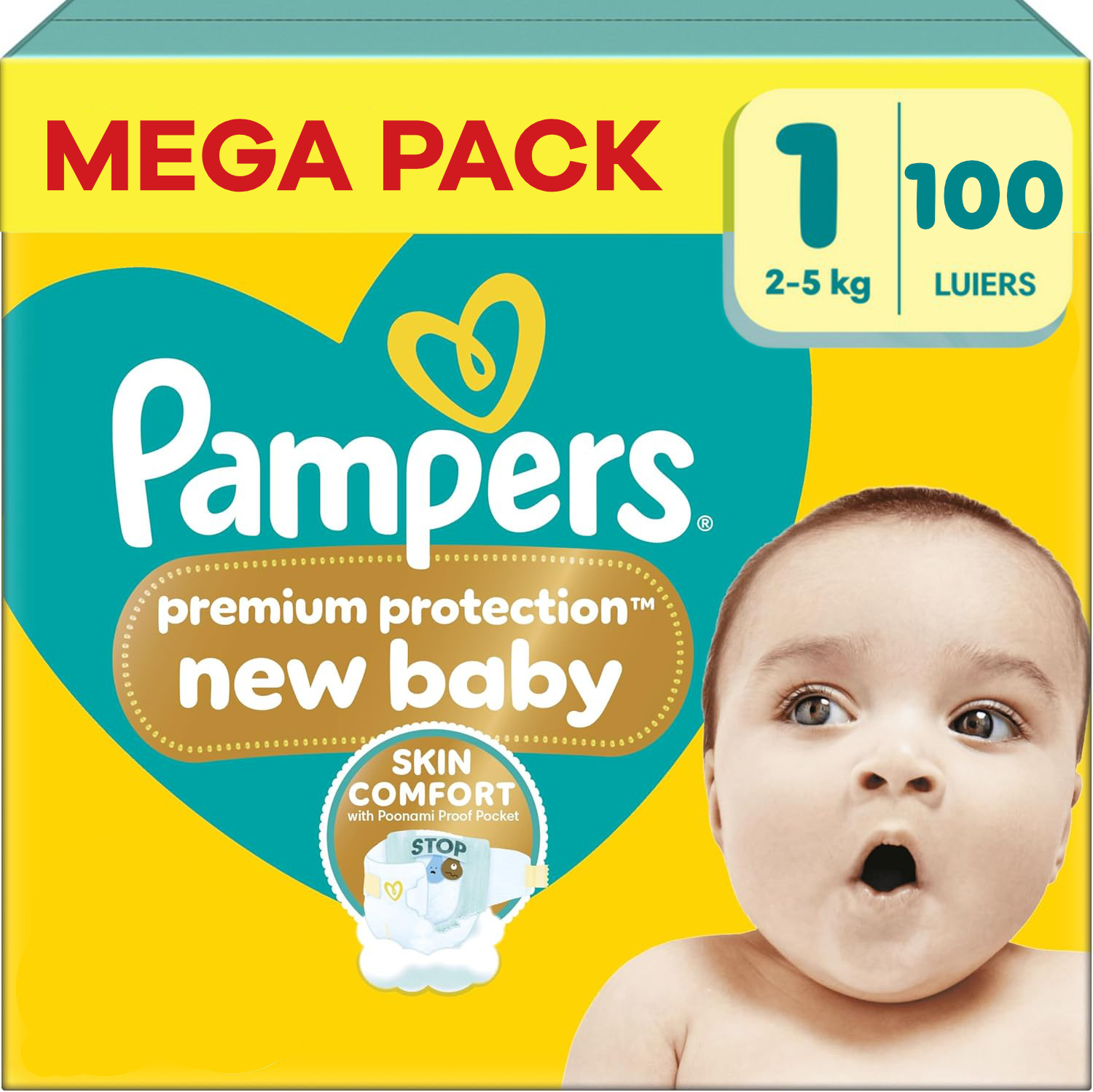 Pampers  Premium Protection - Maat 1 - Mega Pack - 100 stuks - 2/5 KG