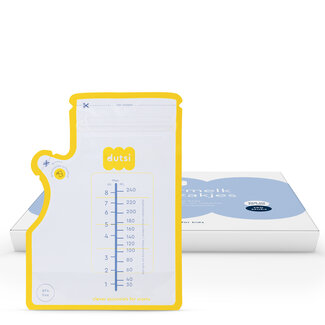 Dutsi Dutsi - Moedermelk Bewaarzakjes - 240 ml - 160 stuks – Lekvrije borstvoeding zakjes met dubbele sluiting – BPA-vrij en steriel – Groot schrijfvlak en handige schenktuit - Recyclebaar