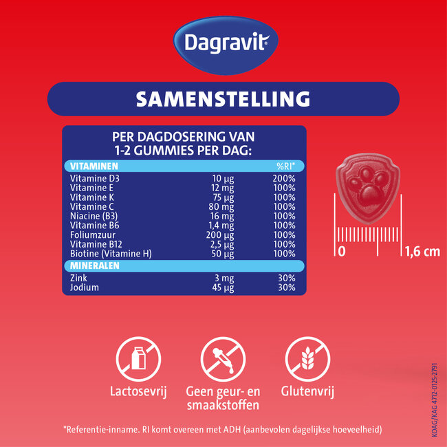 Dagravit – Kids Extra 3-5 jaar – 120 Gummies – Paw Patrol