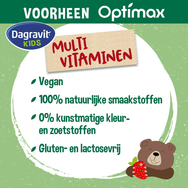 Dagravit – Kids Multivitamine - 3+ jaar – 60 Kauwtabletten - Aardbei – Vegan