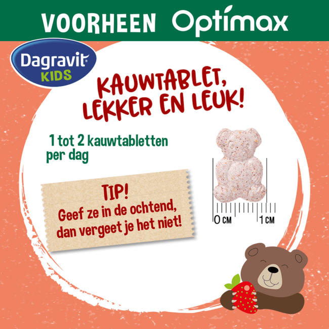Dagravit – Kids Multivitamine - 3+ jaar – 60 Kauwtabletten - Aardbei – Vegan
