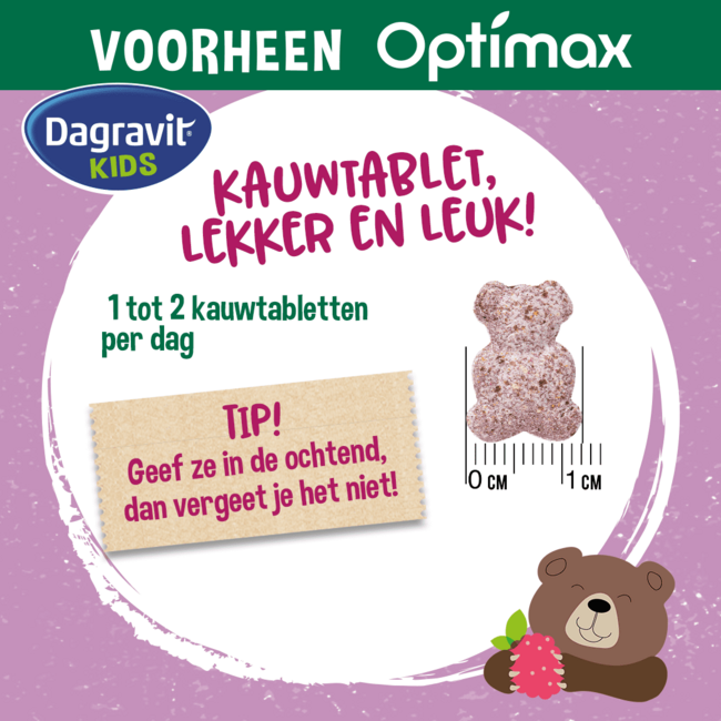 Dagravit – Kids Multivitamine - 3+ jaar – 60 Kauwtabletten - Framboos – Vegan