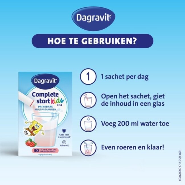 Dagravit – Complete Start Kids 3-12 jaar – 30 Sachets – Aardbei
