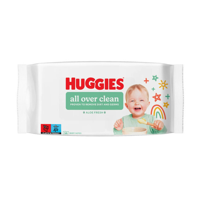 Huggies Huggies – Billendoekjes All Over Clean – 1x56 stuks – Voor Billen, Handjes & Gezicht