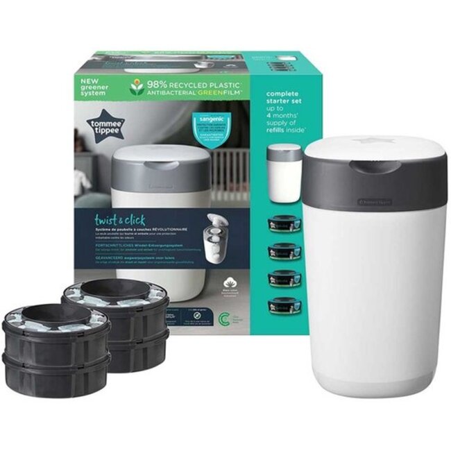 Tommee Tippee Tommee Tippee – Twist & Click - Luieremmer - 4 Navulcassettes