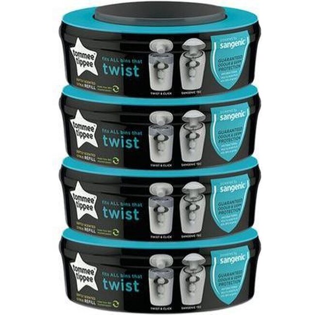 Tommee Tippee – Twist & Click - Luieremmer - 4 Navulcassettes