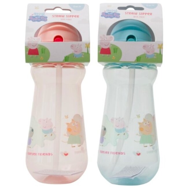 Peppa Pig – Rietjesbeker – 330 ml – Roze/Blauw - 6+ maanden