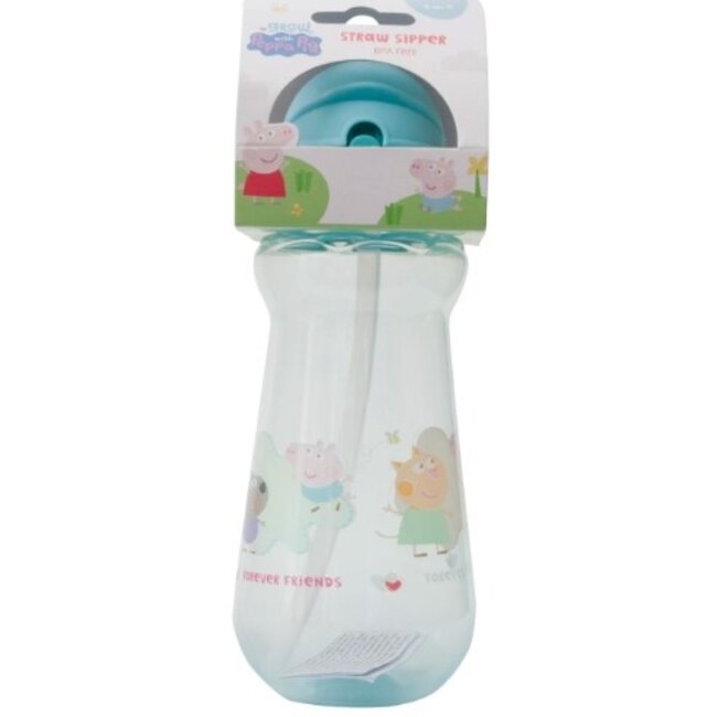 Peppa Pig – Rietjesbeker – 330 ml – Roze/Blauw - 6+ maanden