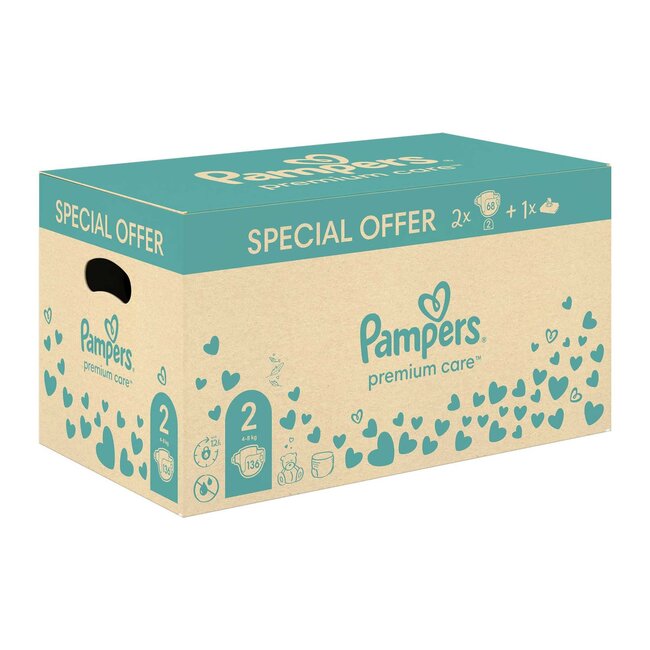 Pampers - Premium Protection - Maat 2 - Maandbox - 136 luiers - 4/8 KG  + CADEAU