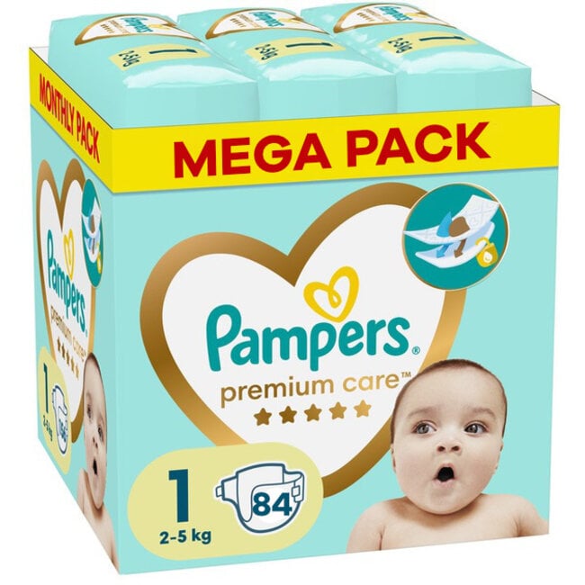 Pampers - Premium Care - Maat 1 - Megapack - 84 luiers - ACTIE PRIJS