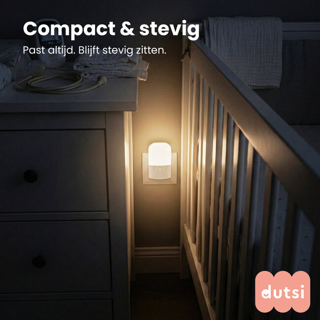Dutsi Moony Luna Nachtlampje Stopcontact - Met Dag/Nacht Sensor - Dimbaar in 3 Standen - Voor Baby, Kind & Volwassenen - Warm Wit LED Licht – 4-pack
