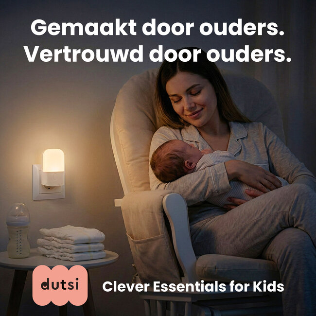 Dutsi Moony Luna Nachtlampje Stopcontact - Met Dag/Nacht Sensor - Dimbaar in 3 Standen - Voor Baby, Kind & Volwassenen - Warm Wit LED Licht – 4-pack