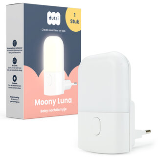 Dutsi Dutsi - Moony Luna - Nachtlampje Stopcontact - Met Dag/Nacht Sensor - Dimbaar in 3 Standen - Voor Baby, Kind & Volwassenen - Warm Wit LED Licht