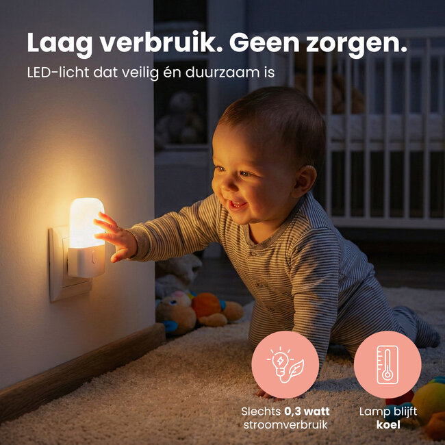 Dutsi - Moony Luna - Nachtlampje Stopcontact - Met Dag/Nacht Sensor - Dimbaar in 3 Standen - Voor Baby, Kind & Volwassenen - Warm Wit LED Licht