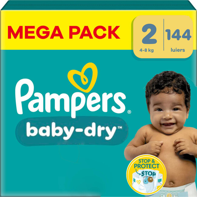 Pampers - Baby Dry - Maat 2 - Mega Pack - 144 Stuks - 4-8 KG
