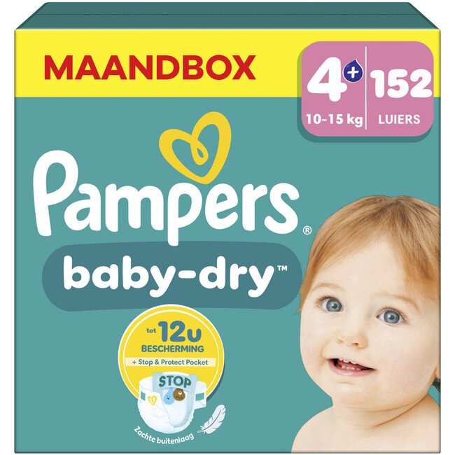 Pampers - Baby Dry - Maat 4+ - Maandbox - 152 stuks - 10/15 KG