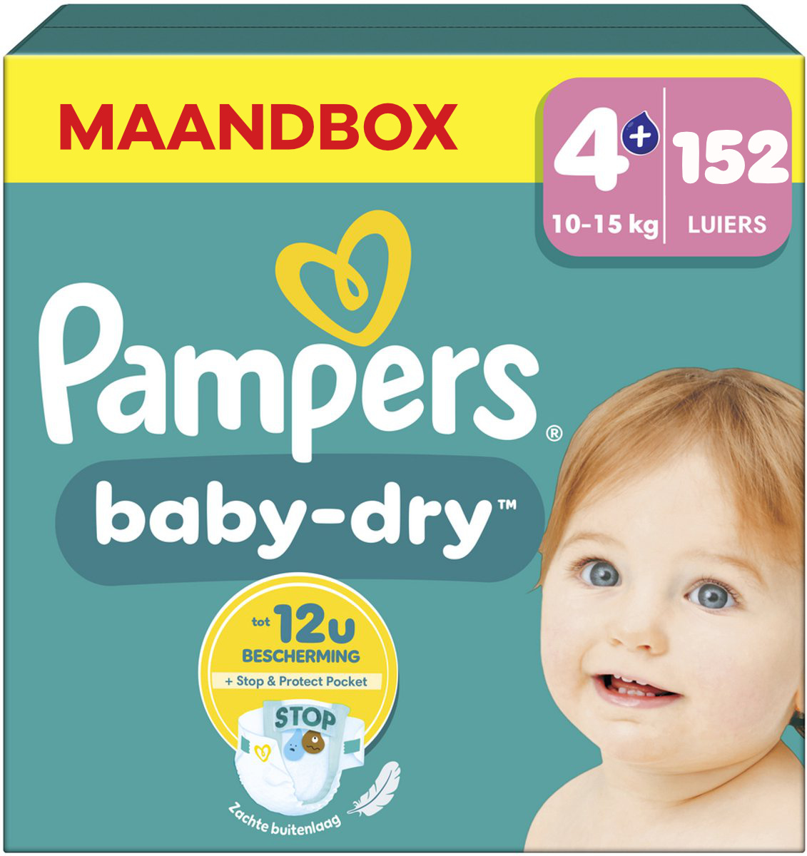 Pampers  Baby Dry - Maat 4+ - Maandbox - 152 stuks - 10/15 KG