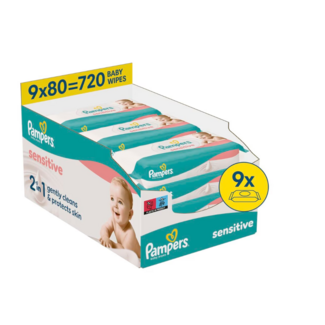 Pampers Pampers - Sensitive Babydoekjes - 9 x 80 = 720 billendoekjes