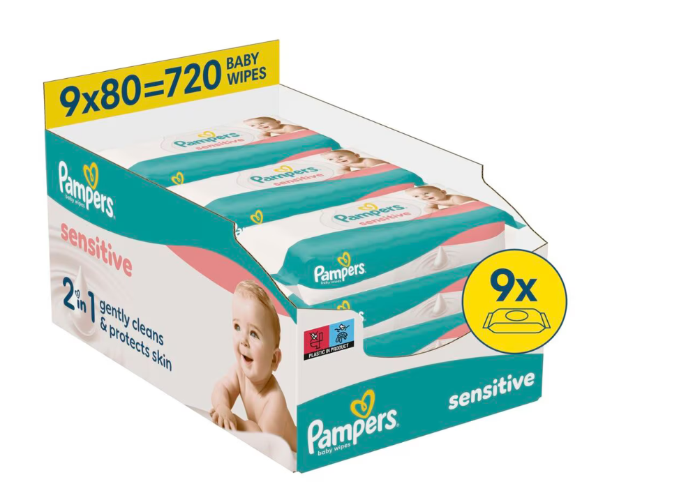 Pampers  Sensitive Babydoekjes - 9 x 80 = 720 billendoekjes