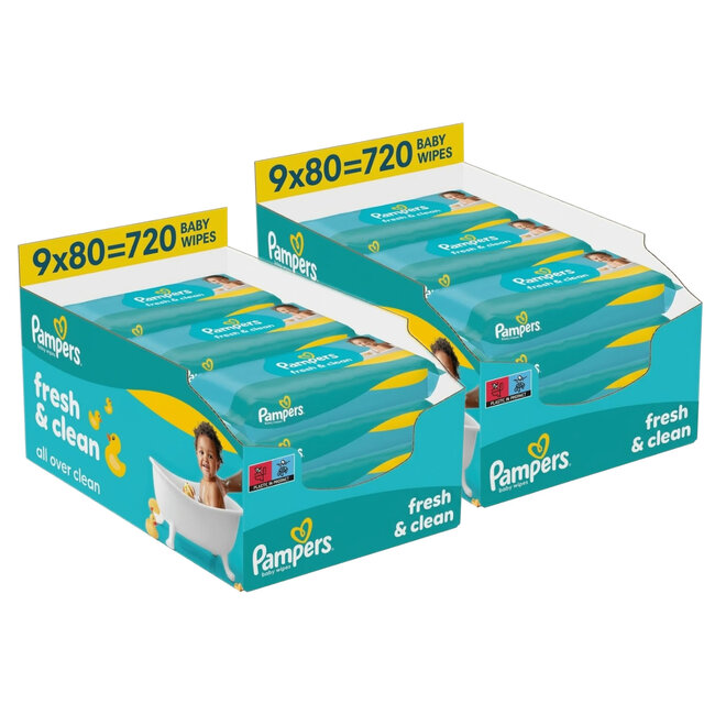 Pampers - Fresh & Clean Babydoekjes - 18 x 80 = 1440 babydoekjes - Volume Deal