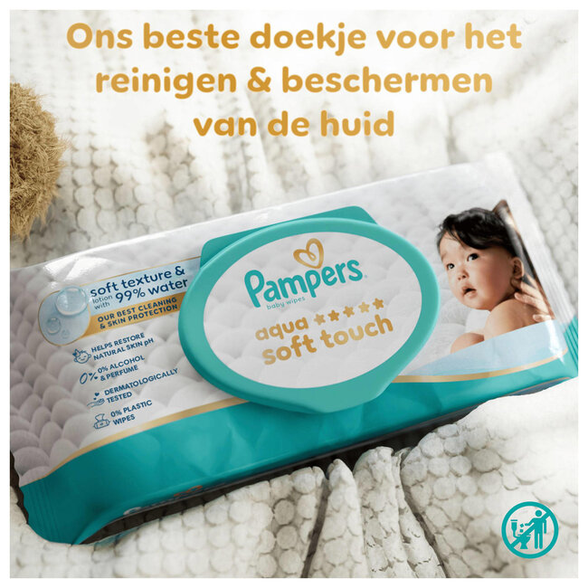 Pampers - Aqua Soft Touch Babydoekjes - 18 x 60 = 1080 Billendoekjes - Volume Deal