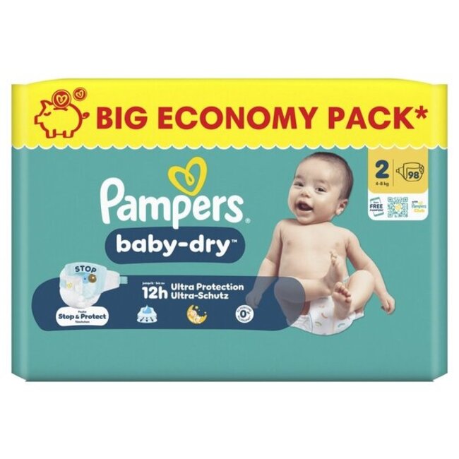 Pampers Pampers - Baby Dry - Maat 2 - Mega Pack - 98 Stuks - 4-8 KG