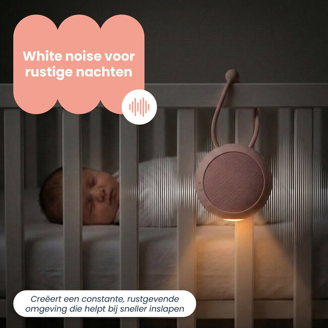 Dutsi - Snoozy Luna - White Noise Machine - 10 Geluiden - Timer - Nachtlampje - Baby Pink