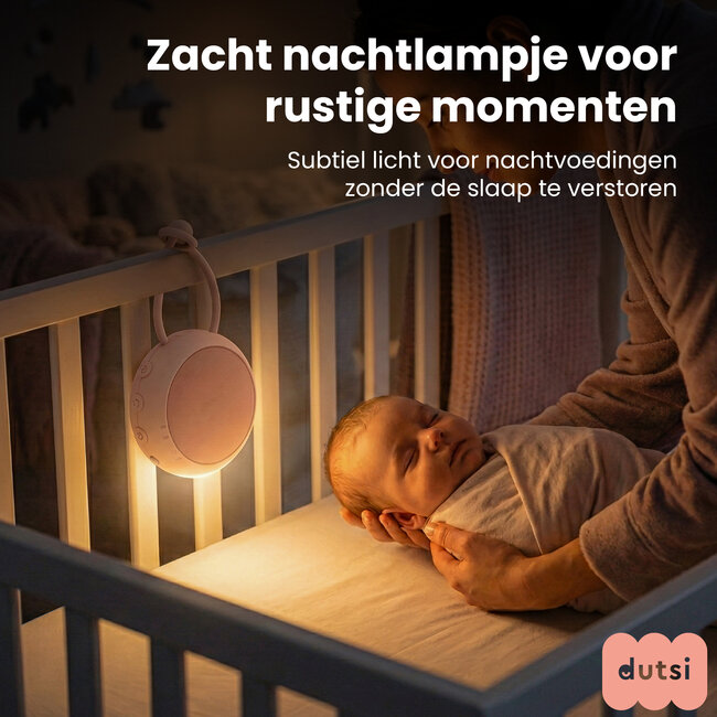 Dutsi - Snoozy Luna - White Noise Machine - 10 Geluiden - Timer - Nachtlampje - Baby Pink