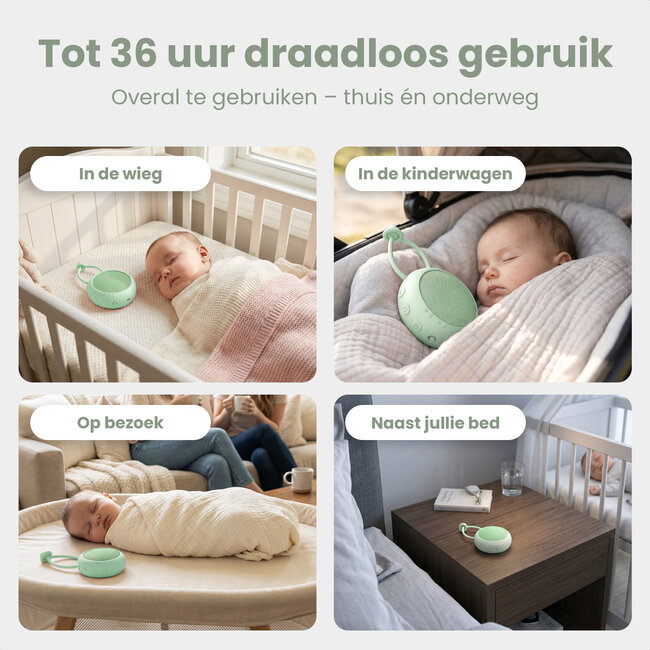 Dutsi - Snoozy Luna - White Noise Machine - 10 Geluiden - Timer - Nachtlampje - Calming Sage