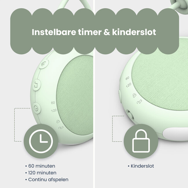 Dutsi - Snoozy Luna - White Noise Machine - 10 Geluiden - Timer - Nachtlampje - Calming Sage