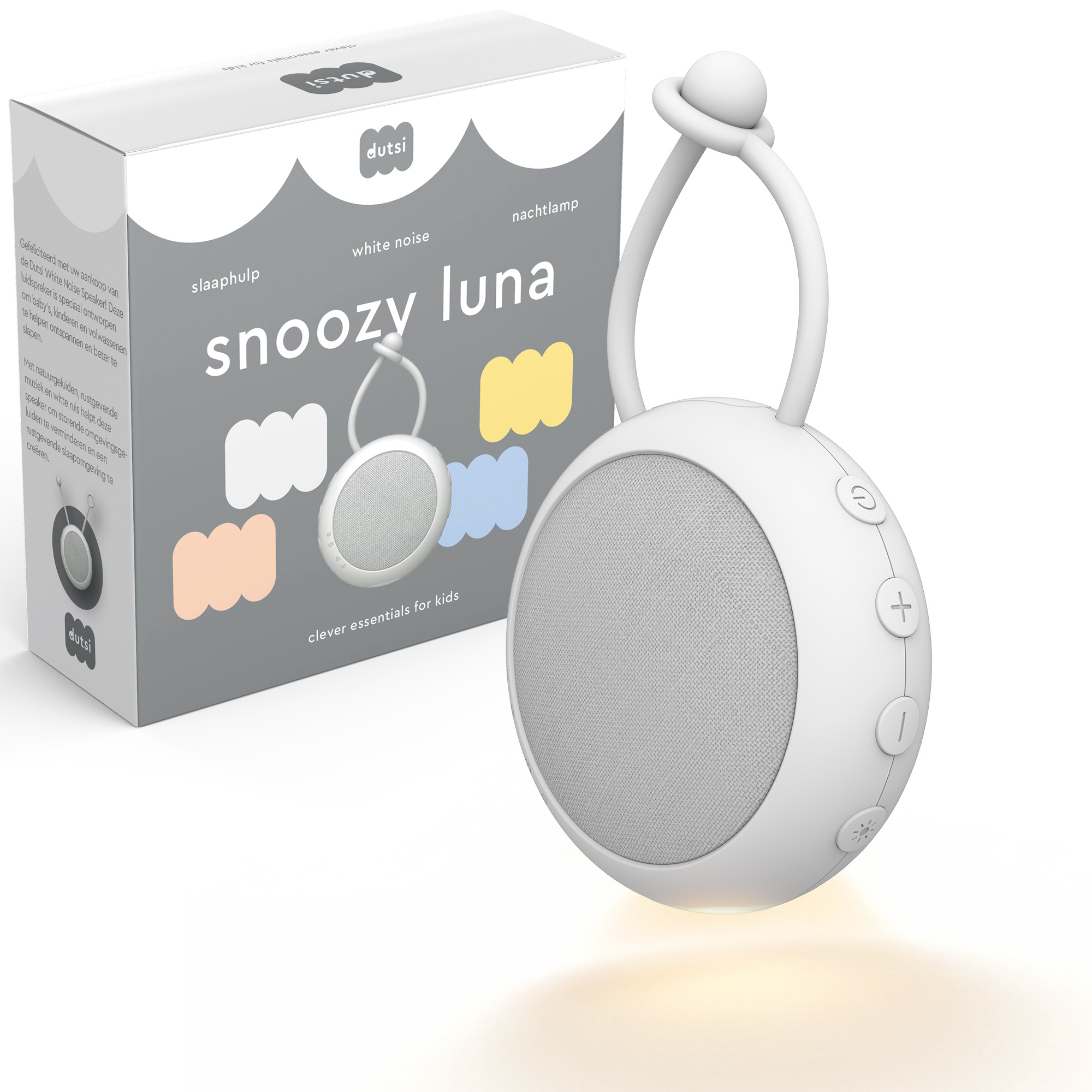 Dutsi - Snoozy Luna - White Noise Machine - 10 Geluiden - Timer - Nachtlampje - Cloud White