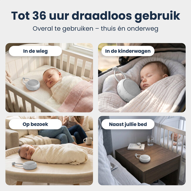 Dutsi - Snoozy Luna - White Noise Machine - 10 Geluiden - Timer - Nachtlampje - Cloud White