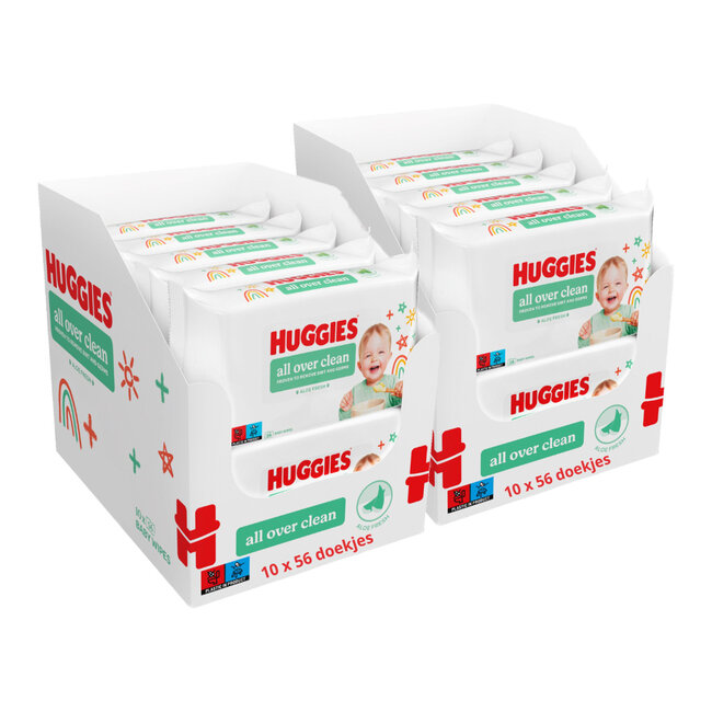 Huggies – Billendoekjes All Over Clean – 20x56 stuks – Voor Billen, Handjes & Gezicht