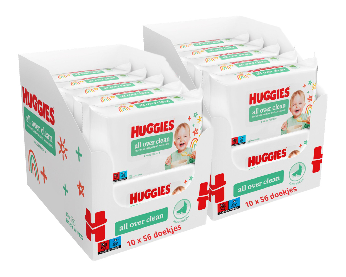Huggies � Billendoekjes All Over Clean � 20x56 stuks � Voor Billen, Handjes & Gezicht