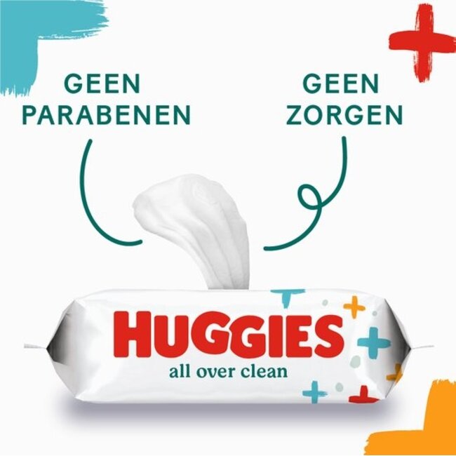 Huggies – Billendoekjes All Over Clean – 30x56 stuks – Voor Billen, Handjes & Gezicht