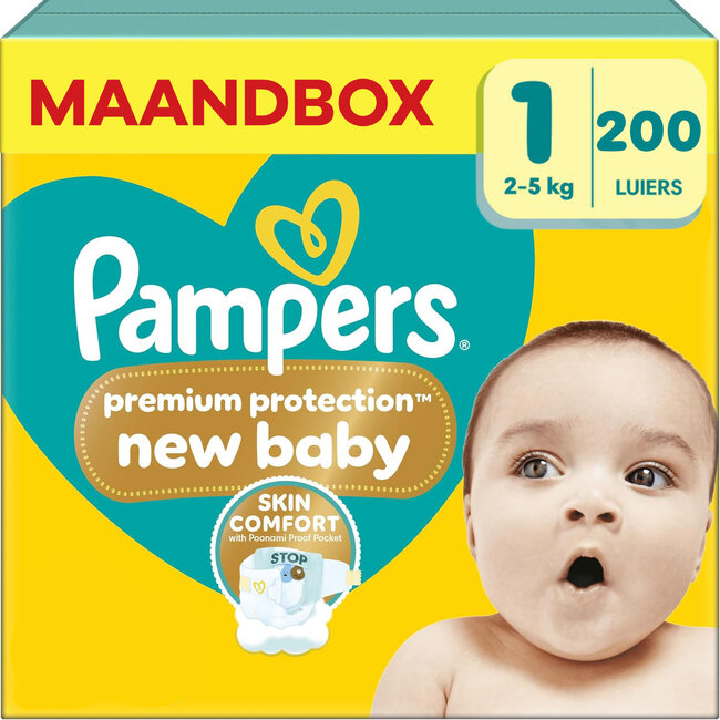 Pampers - Premium Protection - Maat 1 - Maandbox - 200 stuks - 2/5 KG