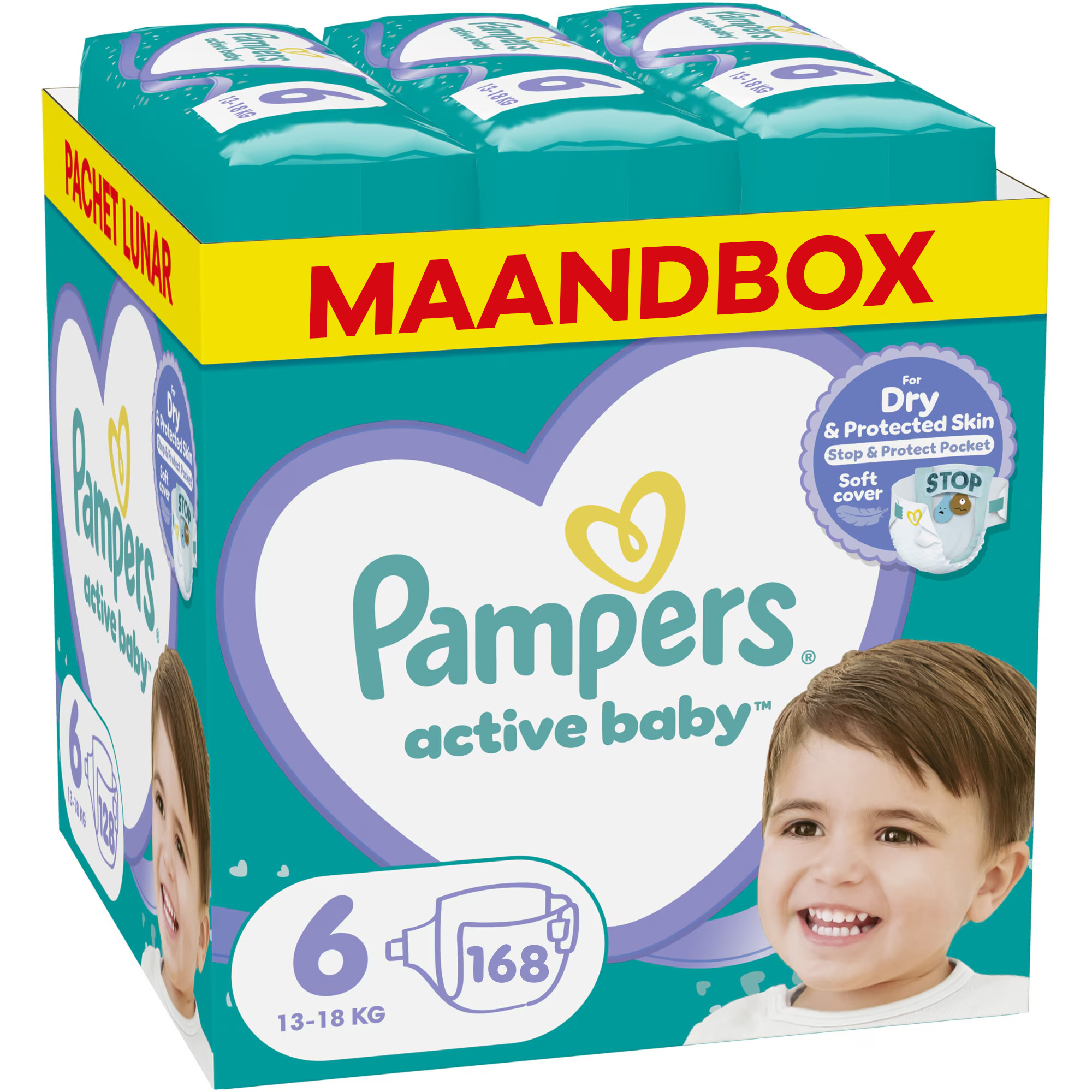 Pampers  Baby Dry - Maat 6 - Maandbox - 168 stuks - 13/18KG
