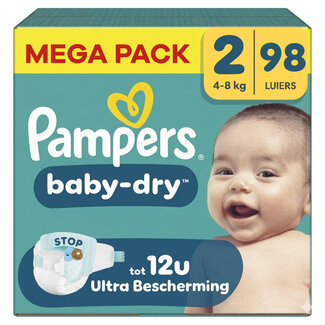 Pampers Pampers - Baby Dry - Maat 2 - Mega Pack - 98 Stuks - 4-8 KG