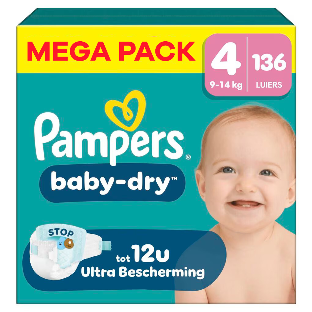 Pampers  Baby Dry - Maat 4 - Mega Pack - 136 Stuks - 9-14 KG