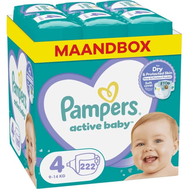 Pampers Pampers - Baby Dry - Maat 4 - Maandbox - 222 stuks - 9/14 KG