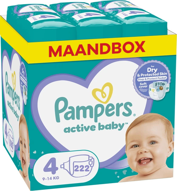 Pampers  Baby Dry - Maat 4 - Maandbox - 228 stuks - 9/14 KG