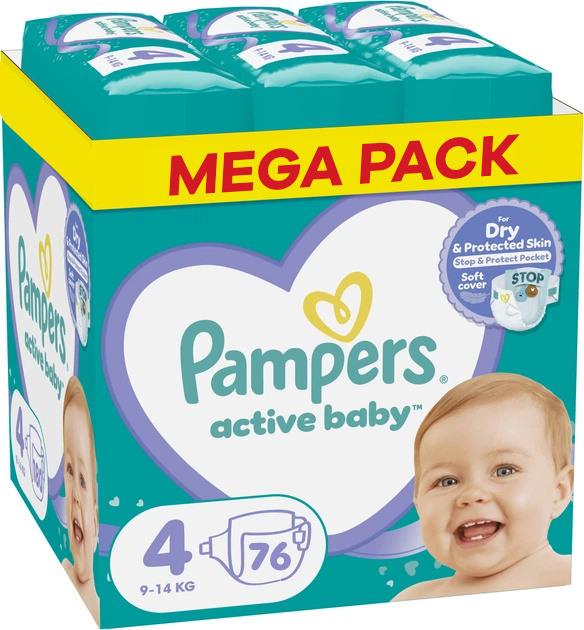 Pampers  Baby Dry - Maat 4 - Mega Pack - 76 stuks - 9/14 KG
