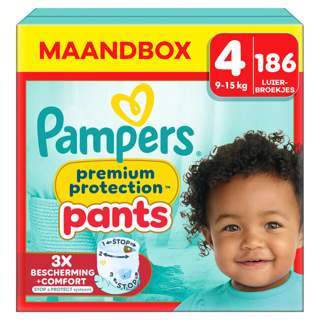 Pampers - Premium Protection Pants - Maat 4 - Maandbox - 186 stuks - 9/15 KG