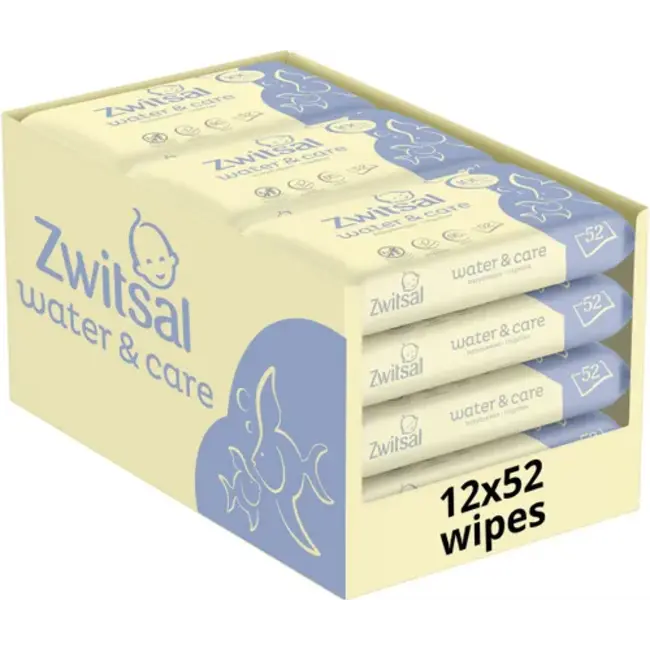 Zwitsal Zwitsal - Billendoekjes-  Water & Care met Zwitsalgeur - 624 babydoekjes - 12 x 52 stuks