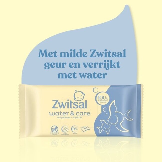 Zwitsal - Billendoekjes-  Water & Care met Zwitsalgeur - 624 babydoekjes - 12 x 52 stuks